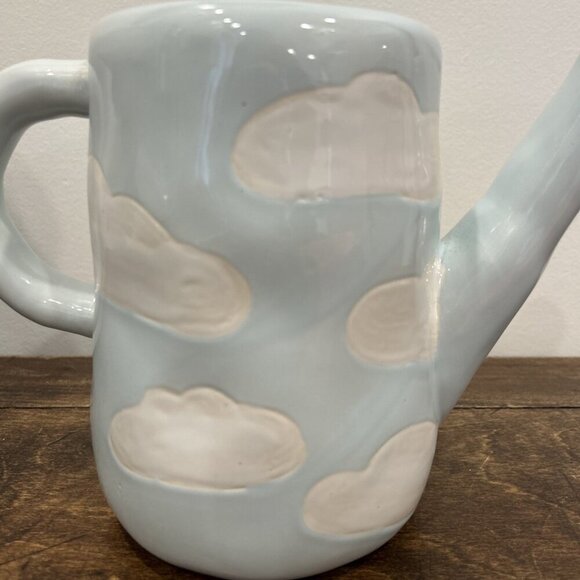 Urban Outfitters Home Light Blue Clouds Ceramic Art Pitcher or Vase Decor 7 in - Picture 2 of 3